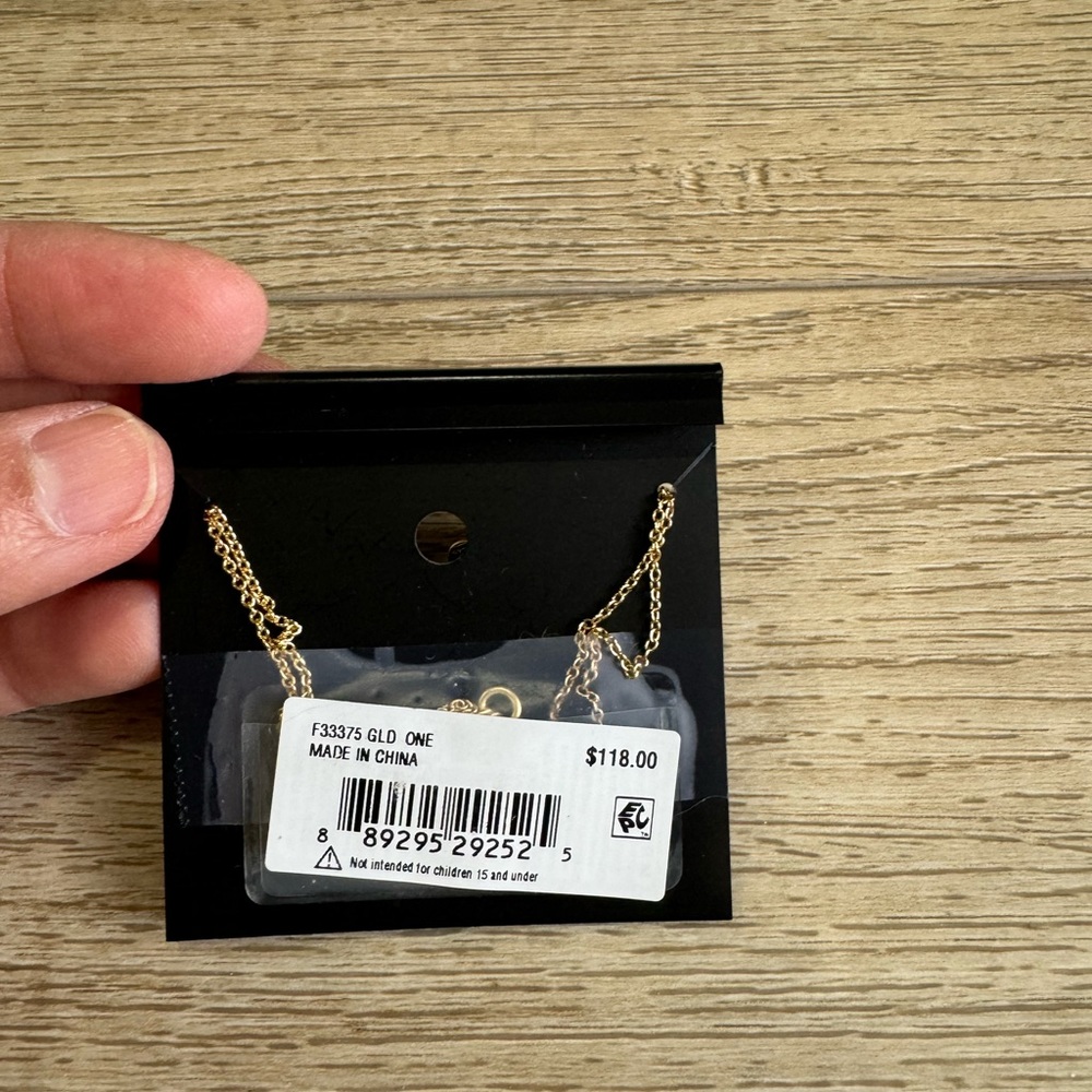 NWT Coach Horse and Carraige Double Chain Necklace Gold Tone. 16” - Picture 3 of 3